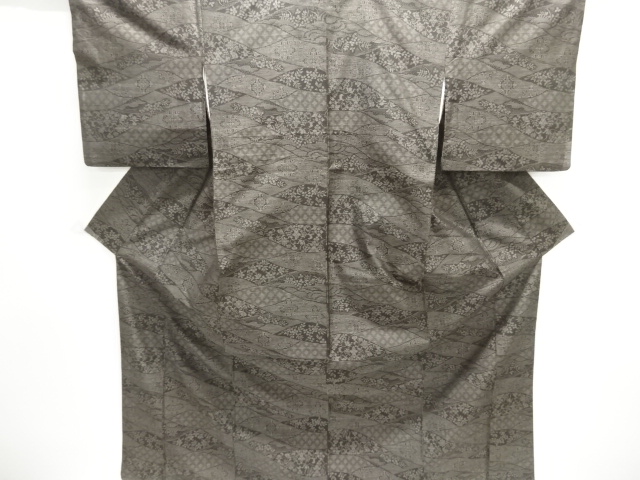 JAPANESE KIMONO / DORO OSHIMA TSUMUGI / WOVEN FLOWER & PLANT 